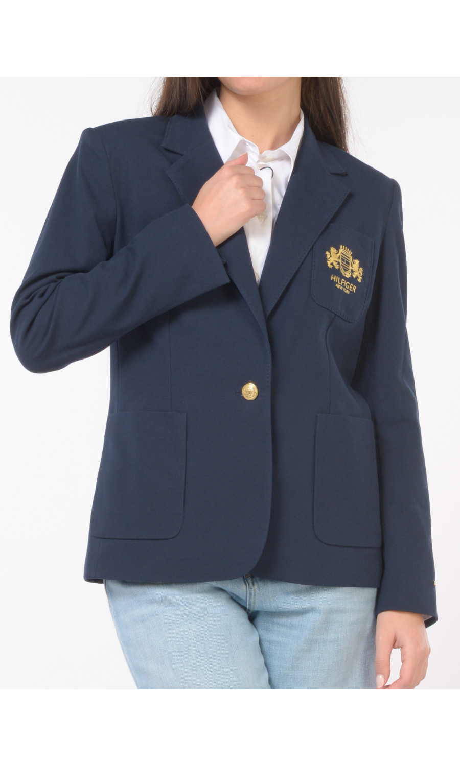 giacca da donna Tommy Hilfiger a monopetto con logo ricamato