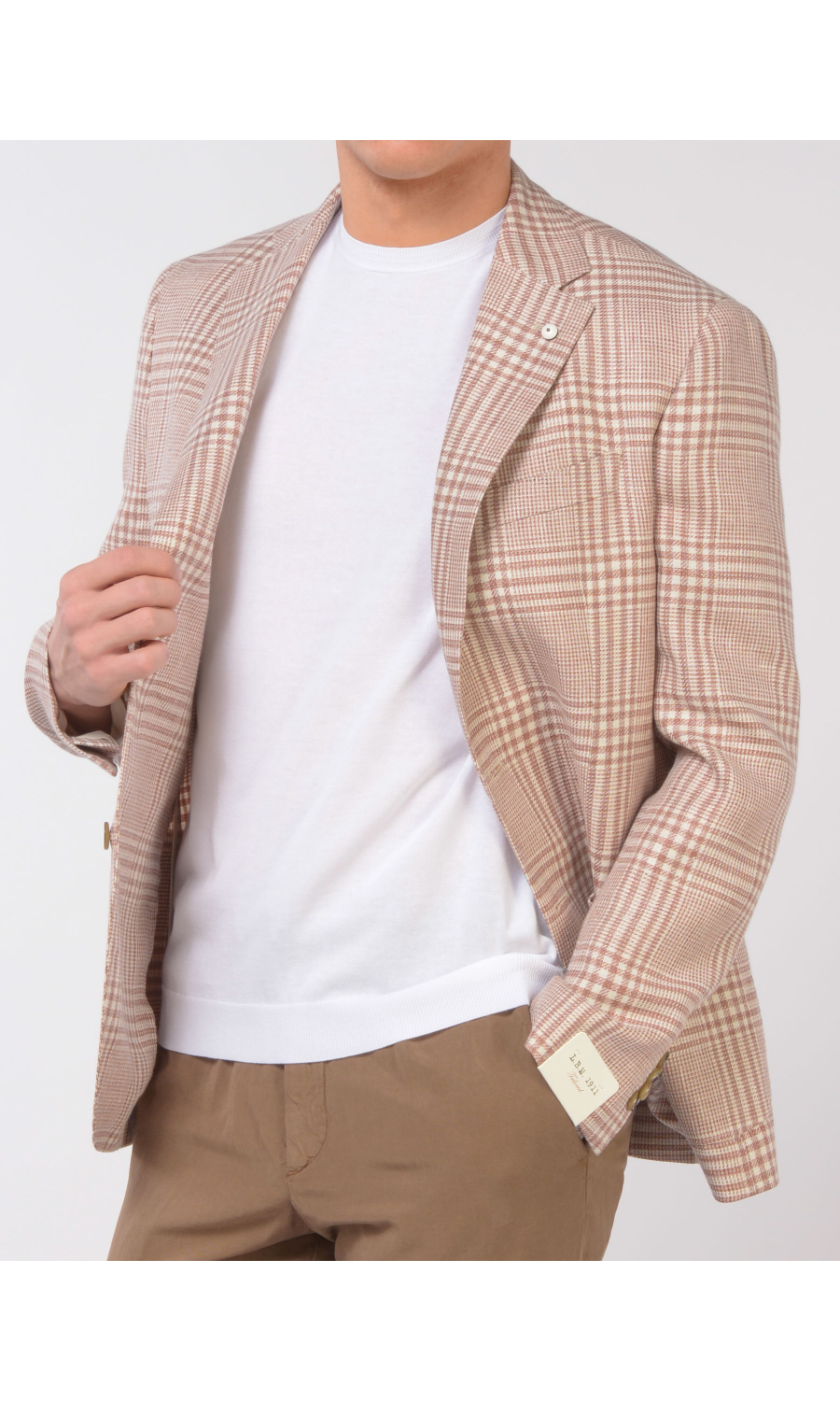 giacca da uomo L.B.M.1911 in lino e lana a quadri