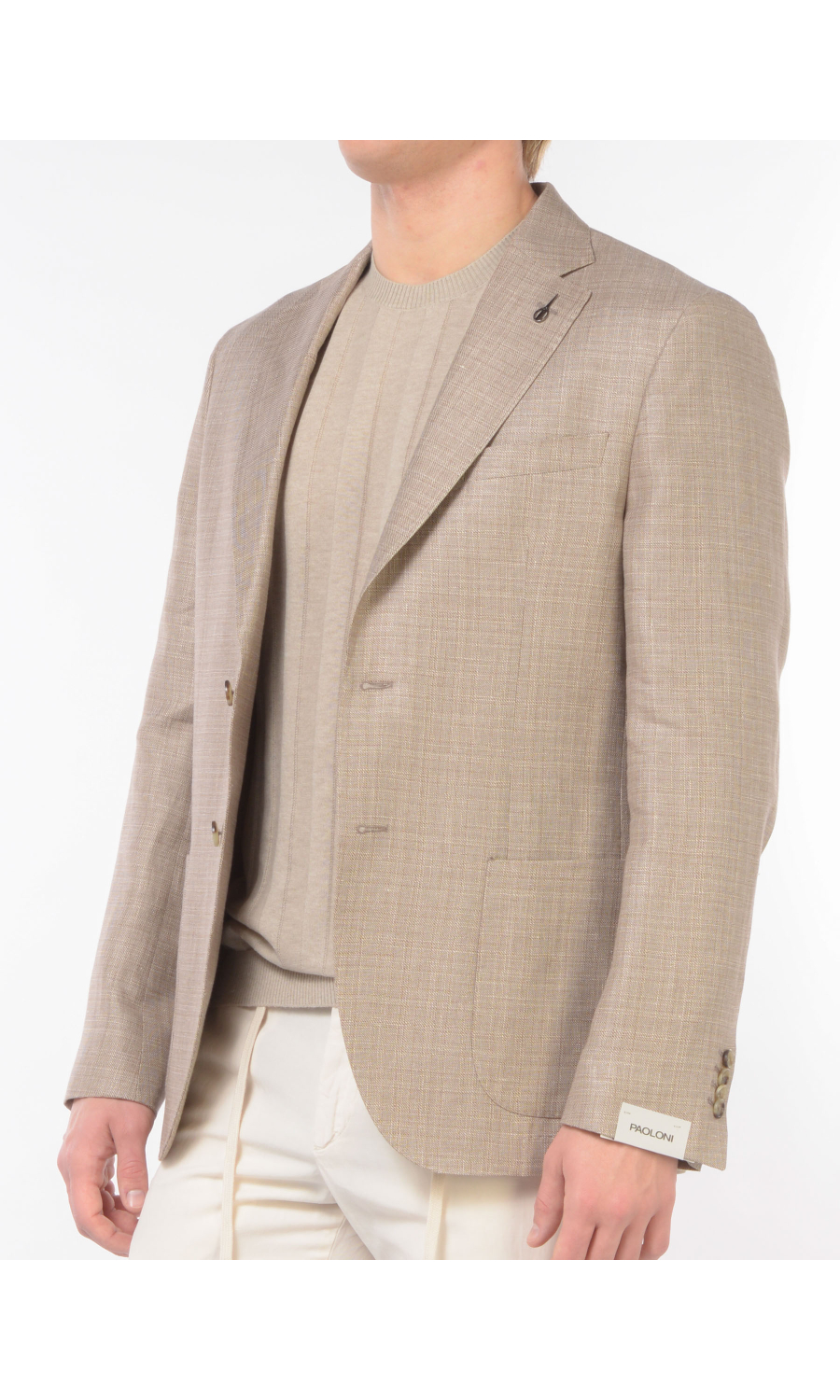 giacca da uomo Paoloni in lino e lana vergine con tasche