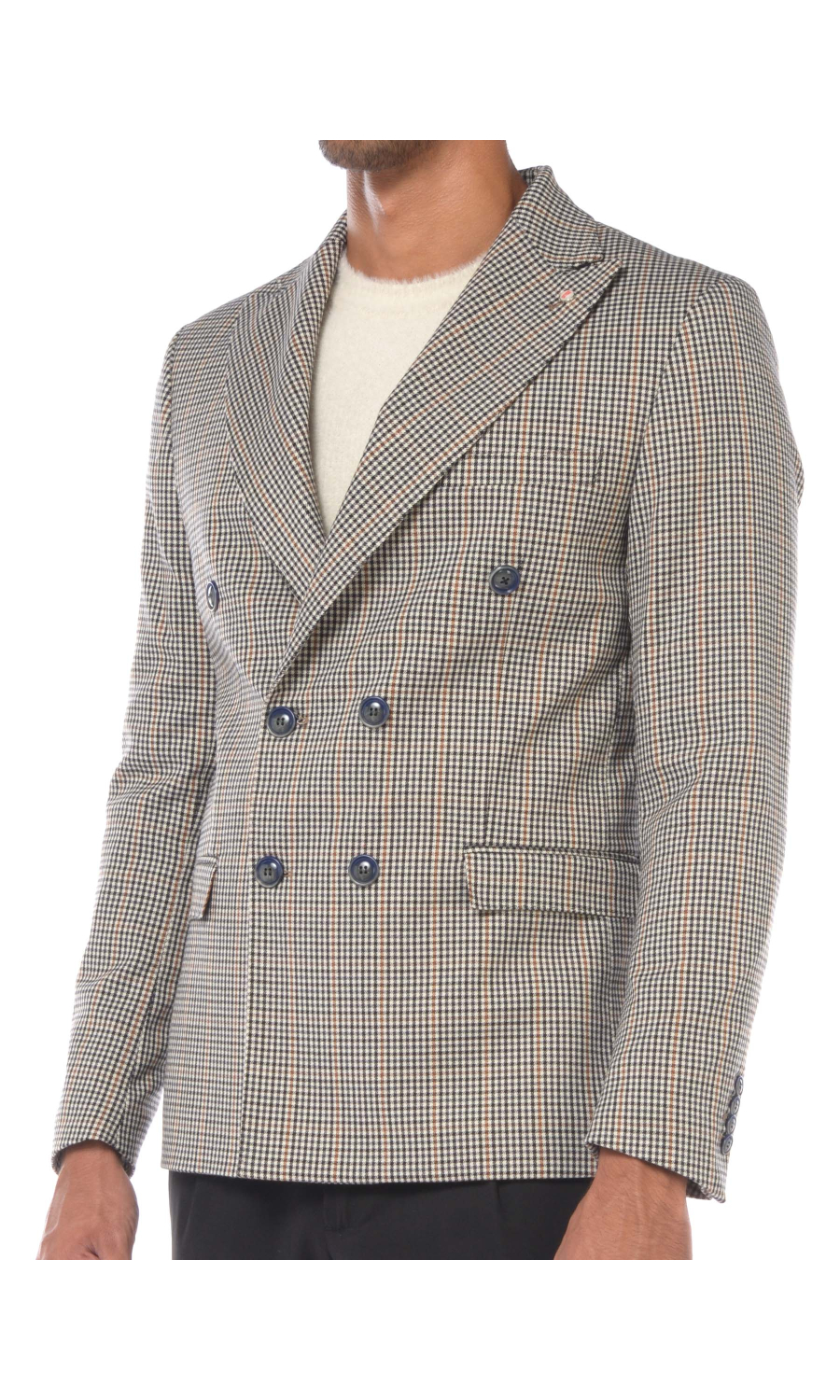 giacca da uomo Qb24 check a doppiopetto