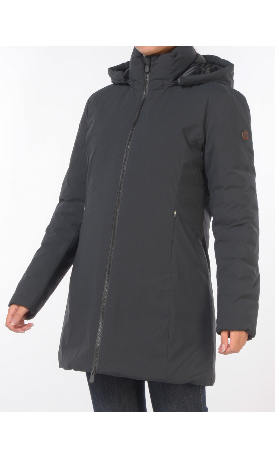 giaccone da donna Save The Duck con cappuccio e logo