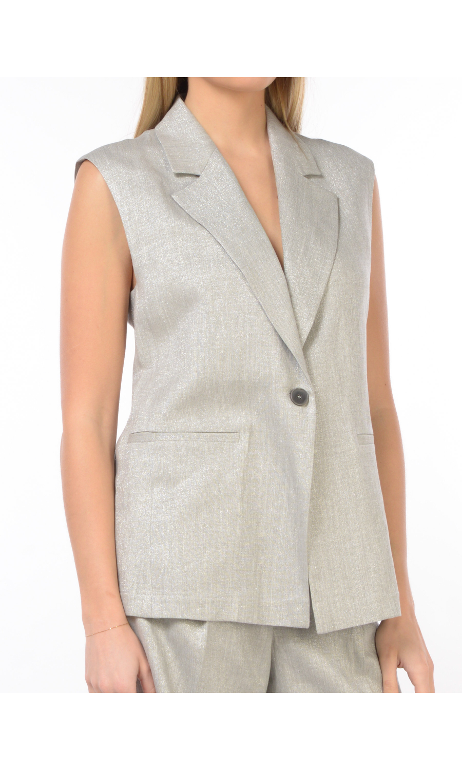 gilet da donna Seventy in misto lino con fili lurex