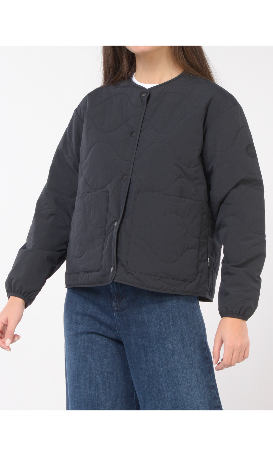 giubbino da donna Save The Duck a girocollo trapuntato con effetto ondulato