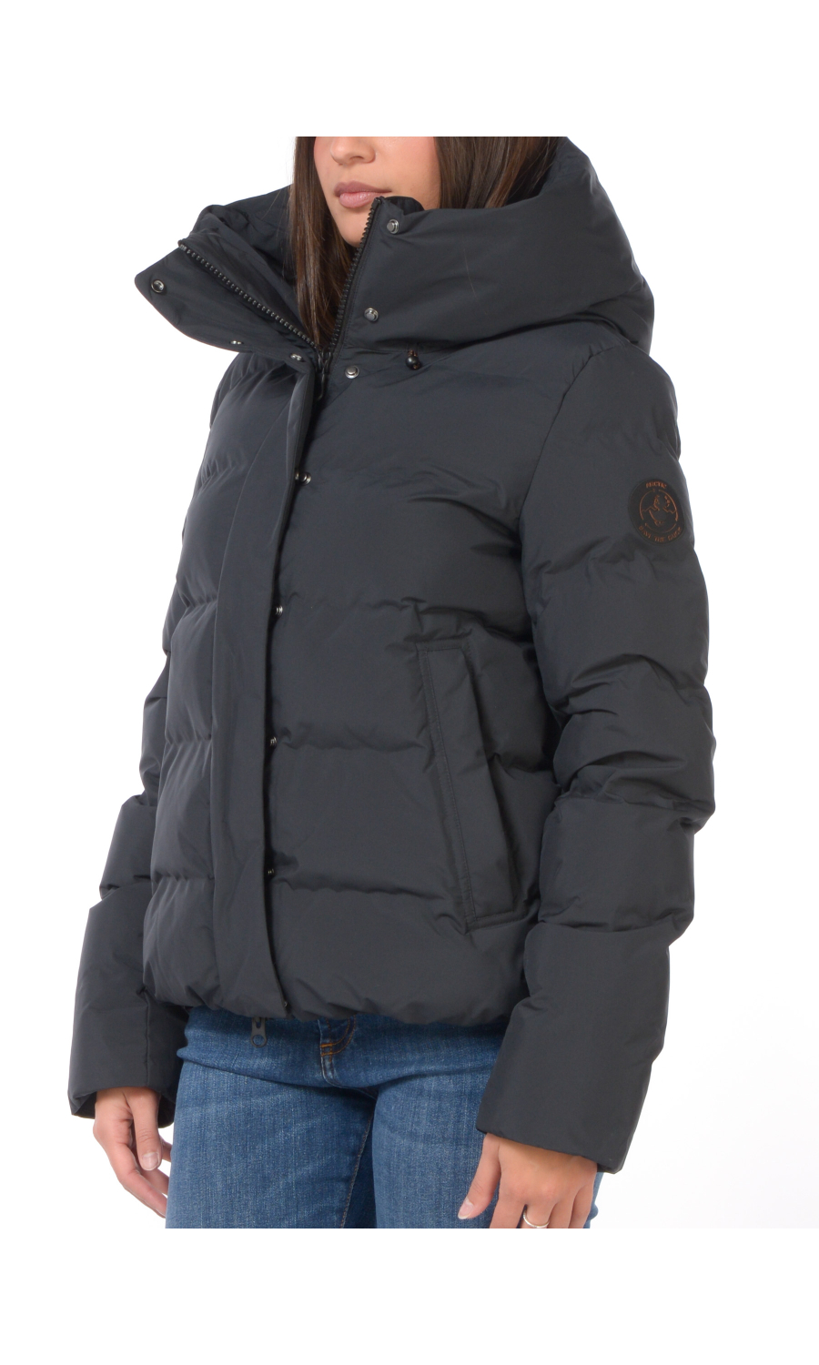 giubbino da donna Save The Duck con cappuccio e logo