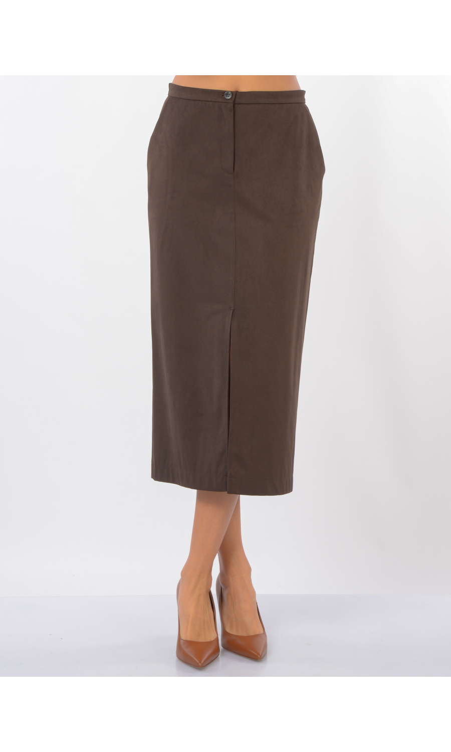 gonna lunga da donna Emme By Marella effetto camoscio con spacco