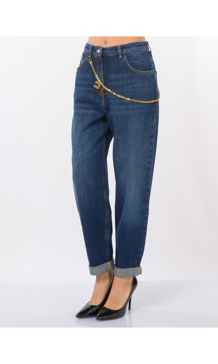 jeans da donna Elisabetta Franchi baggy con catena gioiello