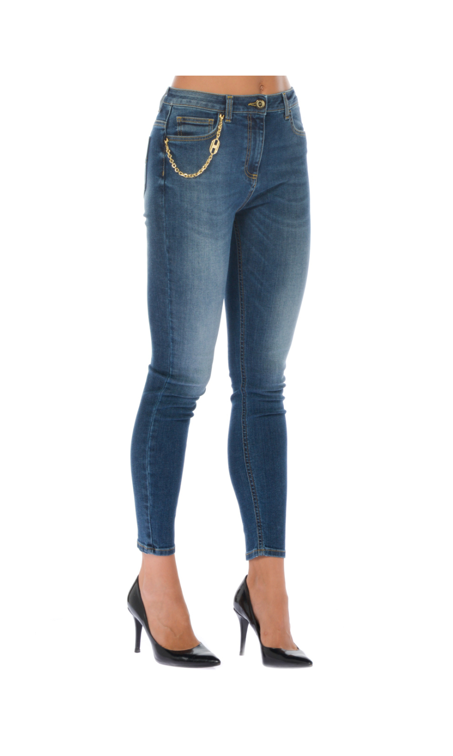 jeans da donna Elisabetta Franchi skinny con catena