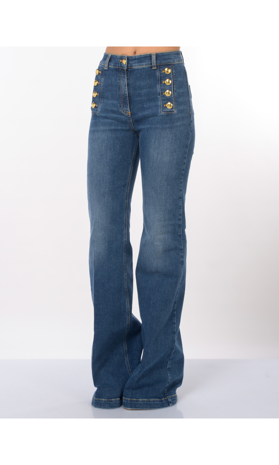 jeans da donna Elisabetta Franchi a zampa con bottoni