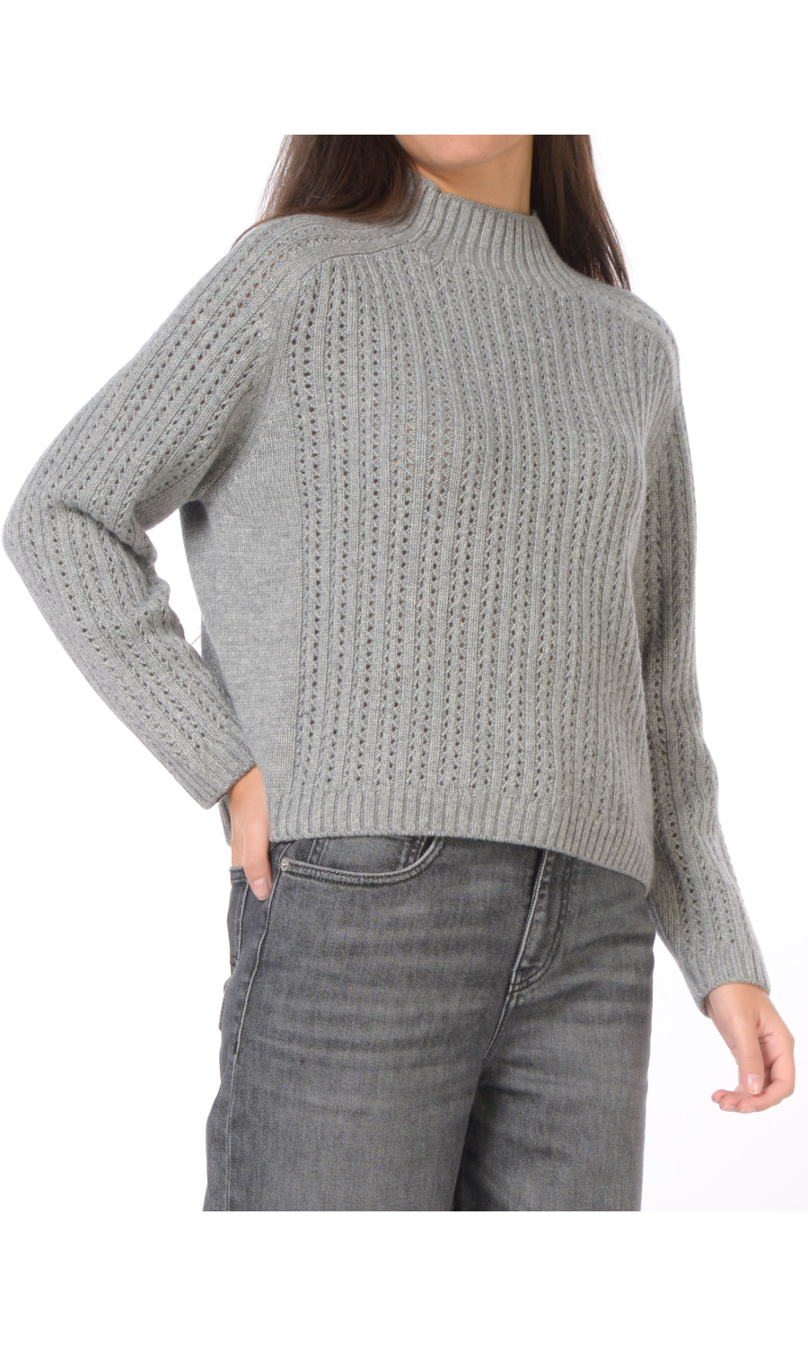 maglia da donna Icona By Kaos collo a cratere con lavorazione traforata