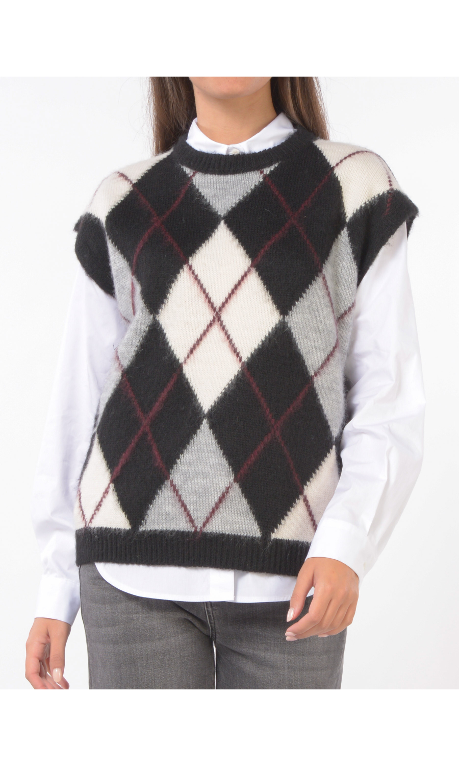 maglia da donna Kaos Jeans senza maniche a rombi