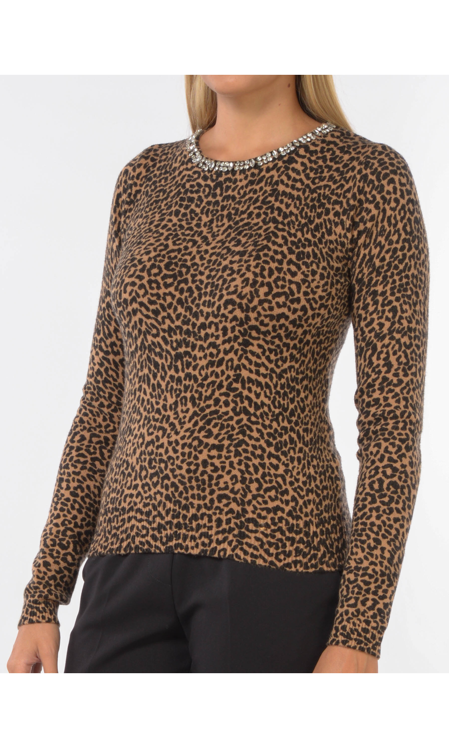 maglia da donna Kaos Jeans animalier con applicazioni