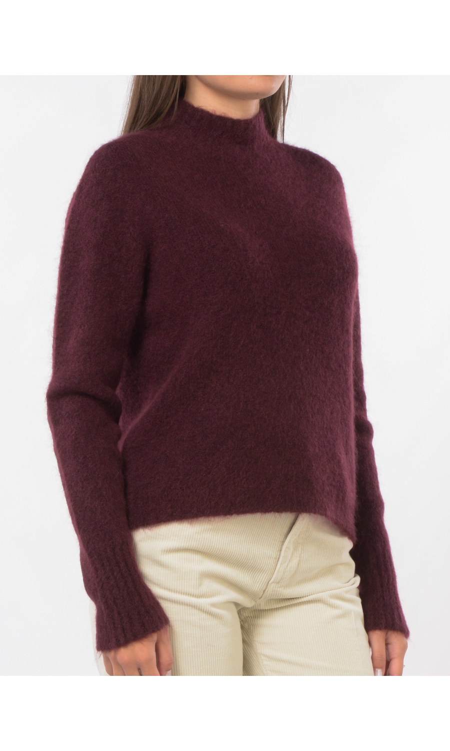 maglia da donna Kaos Jeans in misto lana con collo a cratere