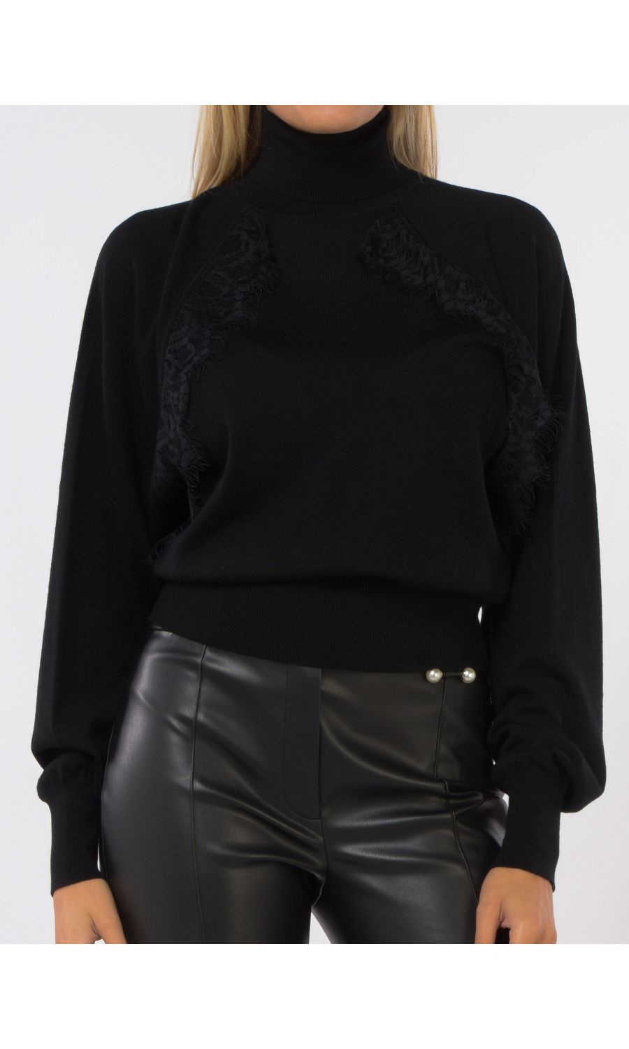 maglia da donna Liu Jo a lupetto con inserto in pizzo