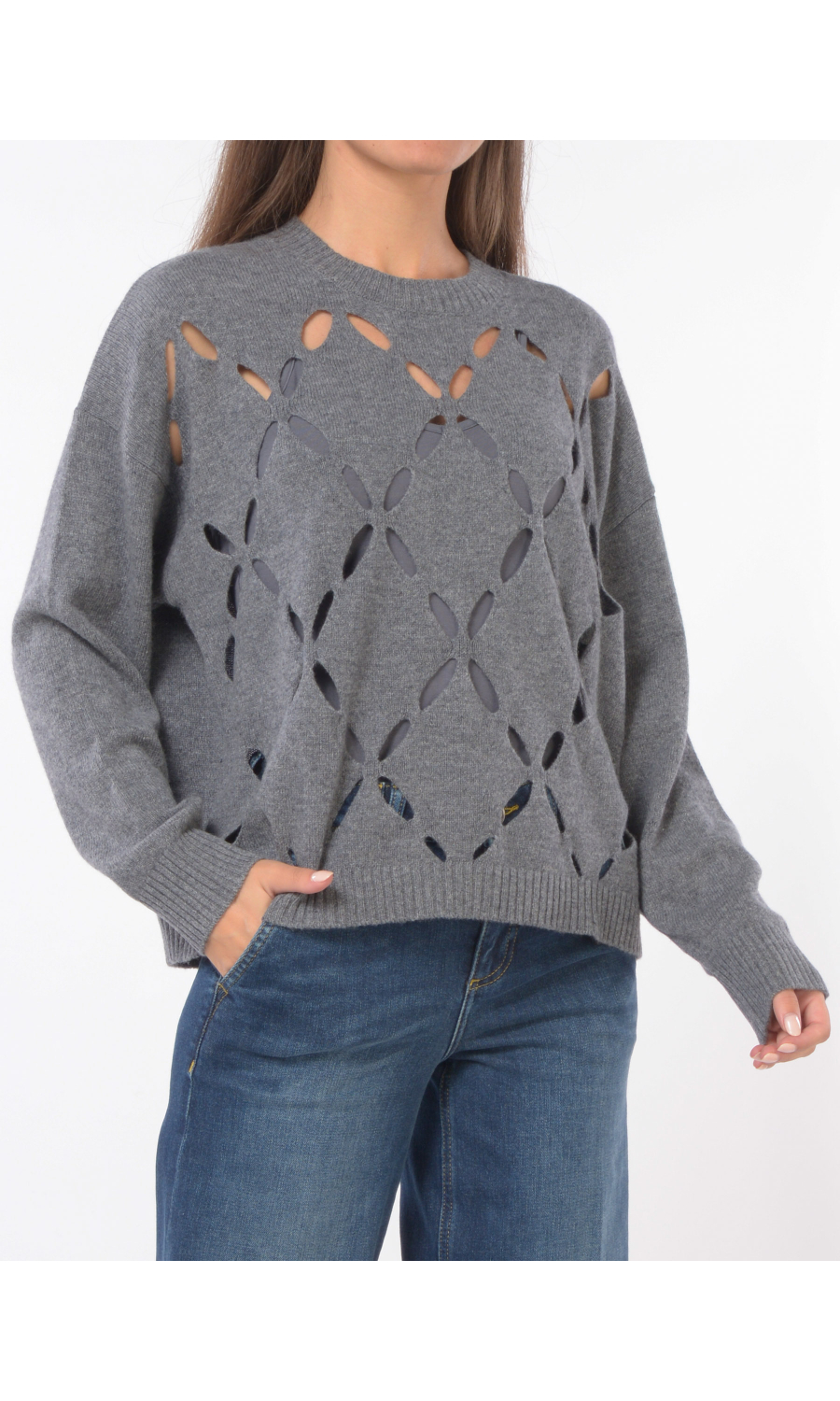 maglia da donna Liu Jo in lana a fantasia traforata