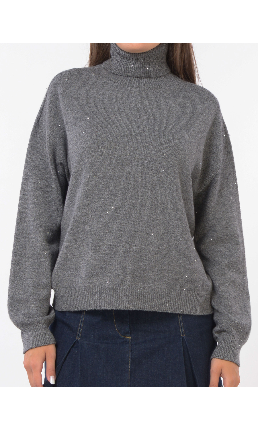 maglia da donna Liu Jo a collo alto con micro paillettes