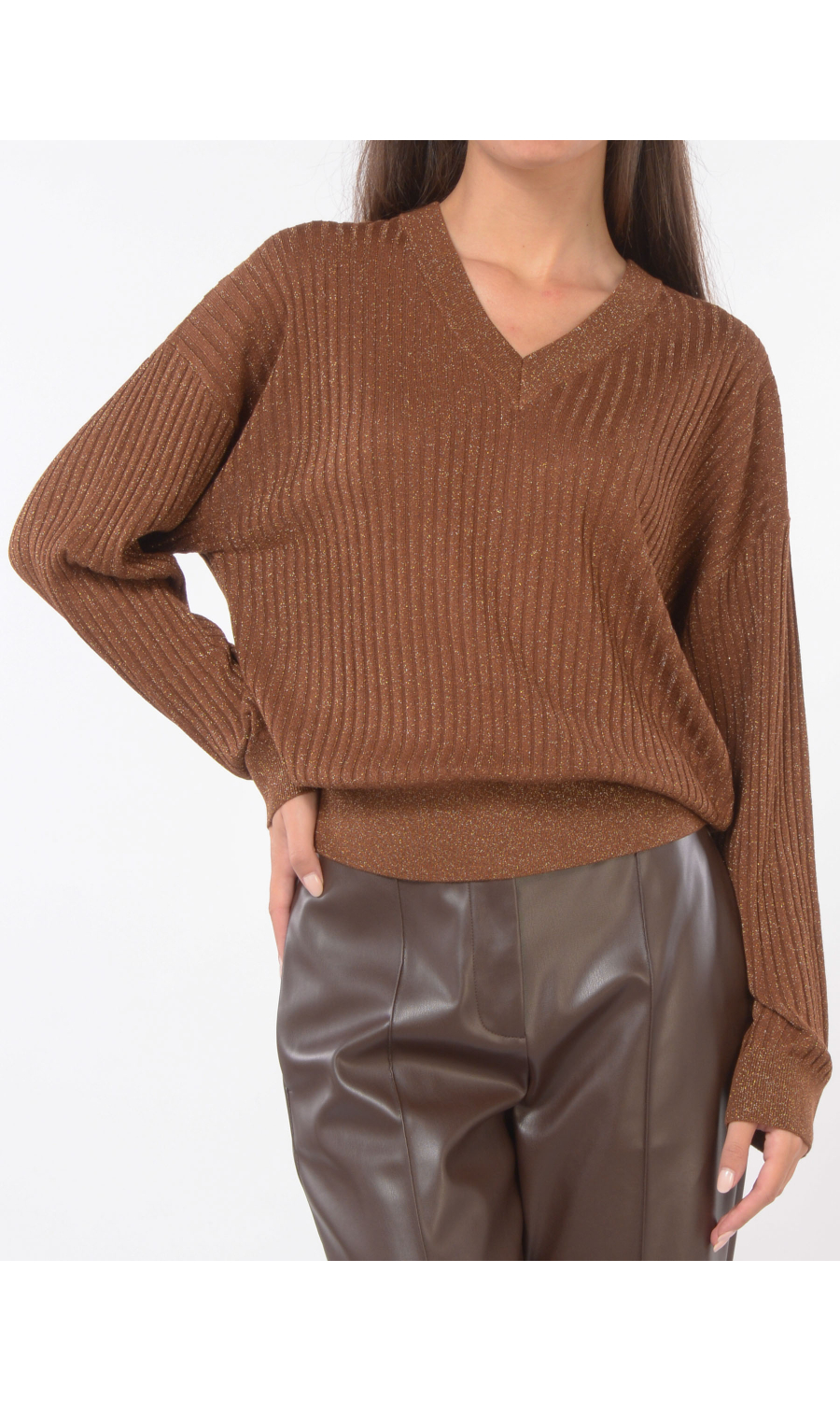 maglia da donna Liu Jo in lurex con scollo a V