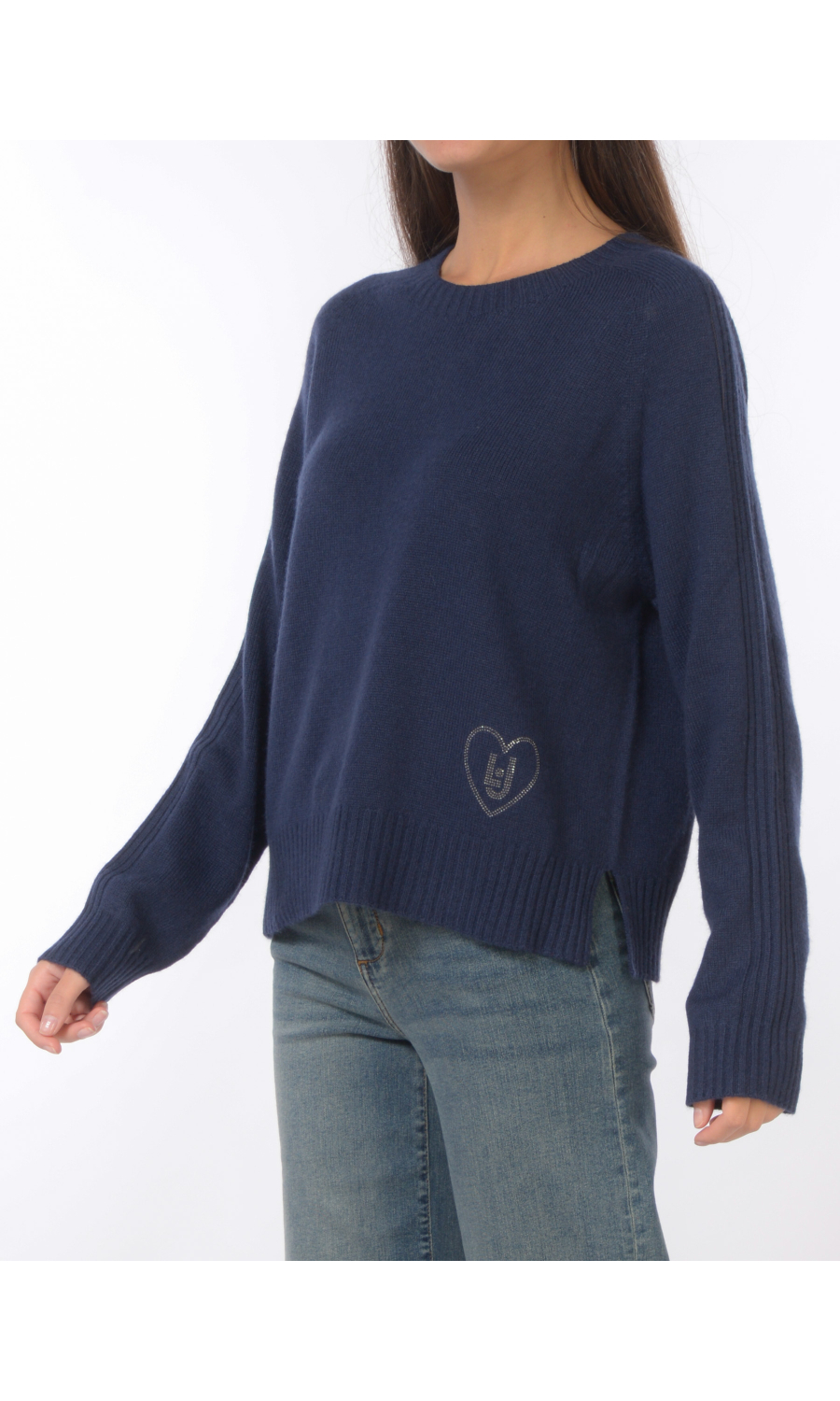 maglia da donna Liu Jo a girocollo con logo ricamato di strass