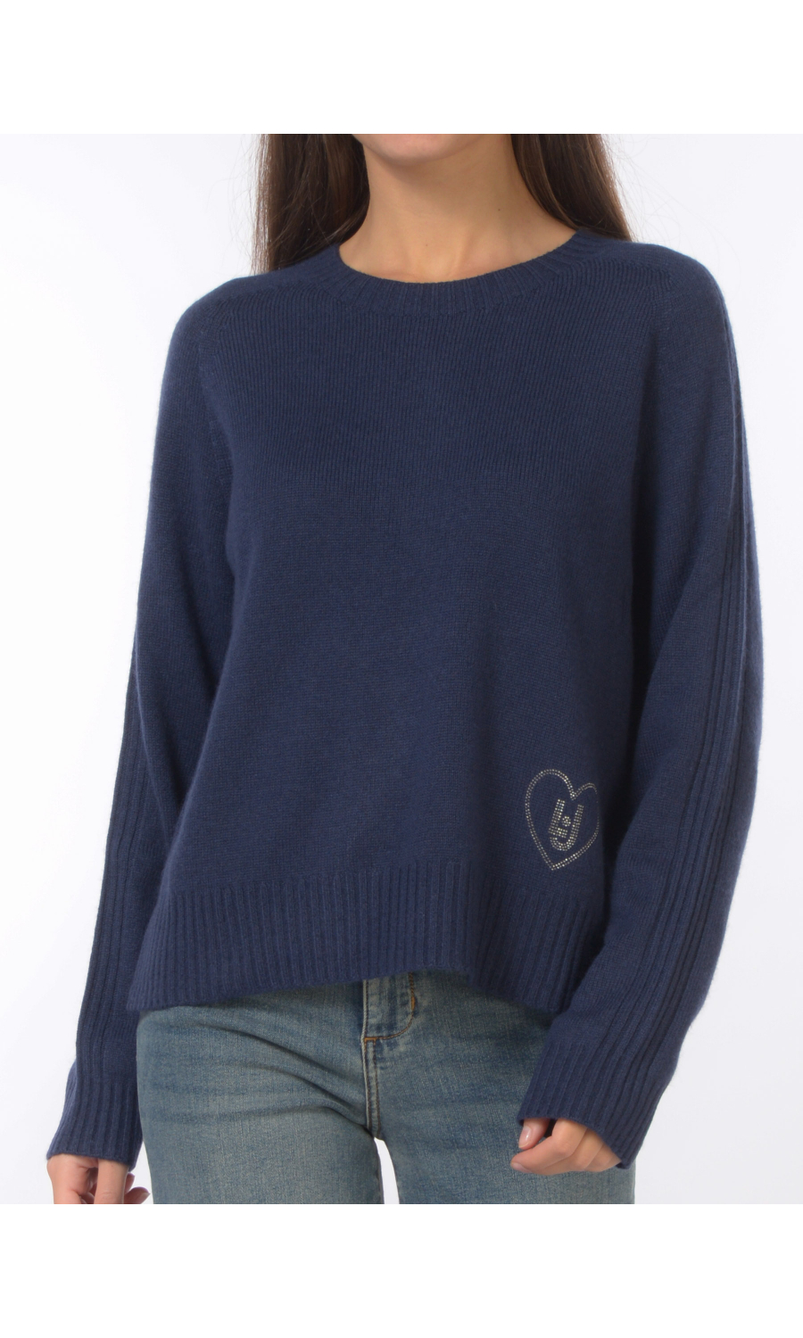 maglia da donna Liu Jo a girocollo con logo ricamato di strass