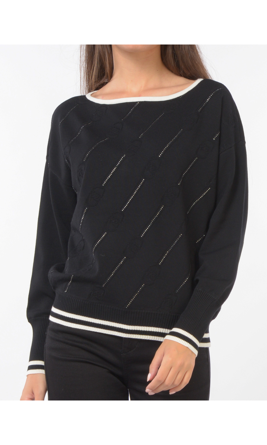 maglia da donna Liu Jo con loghi jacquard e strass