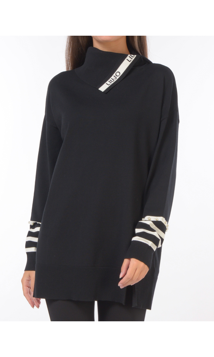 maglia da donna Liu Jo lunga con dettaglio a righe