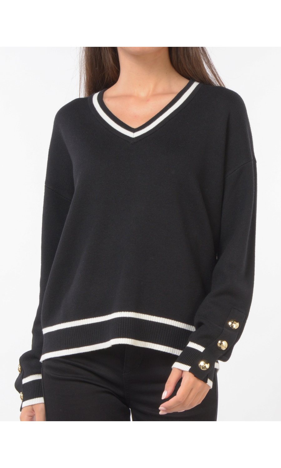 maglia da donna Liu Jo con scollo a V e profili