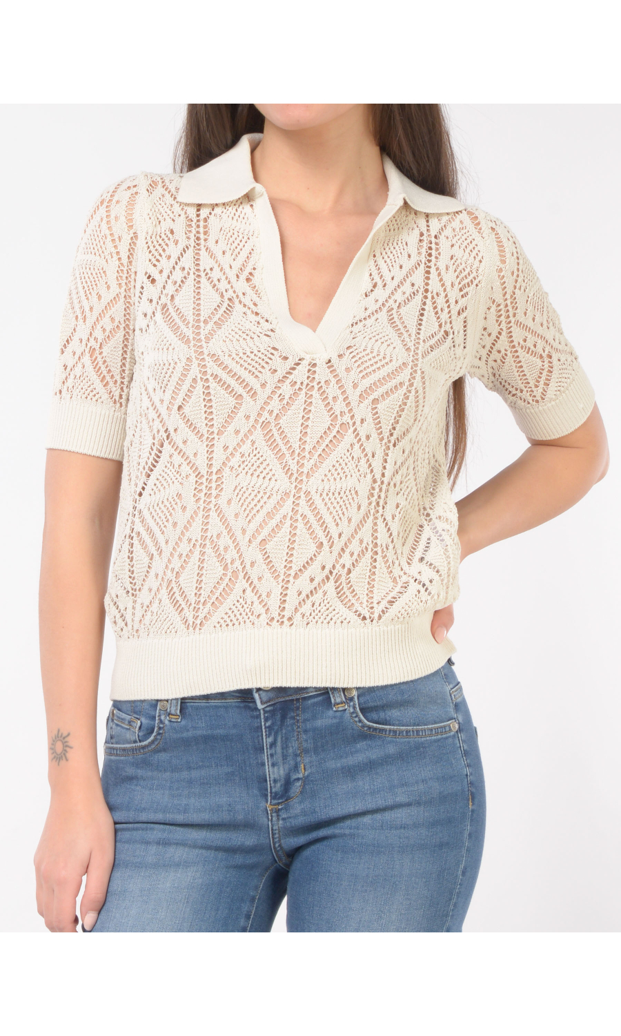 maglia da donna Liu Jo crochet con colletto