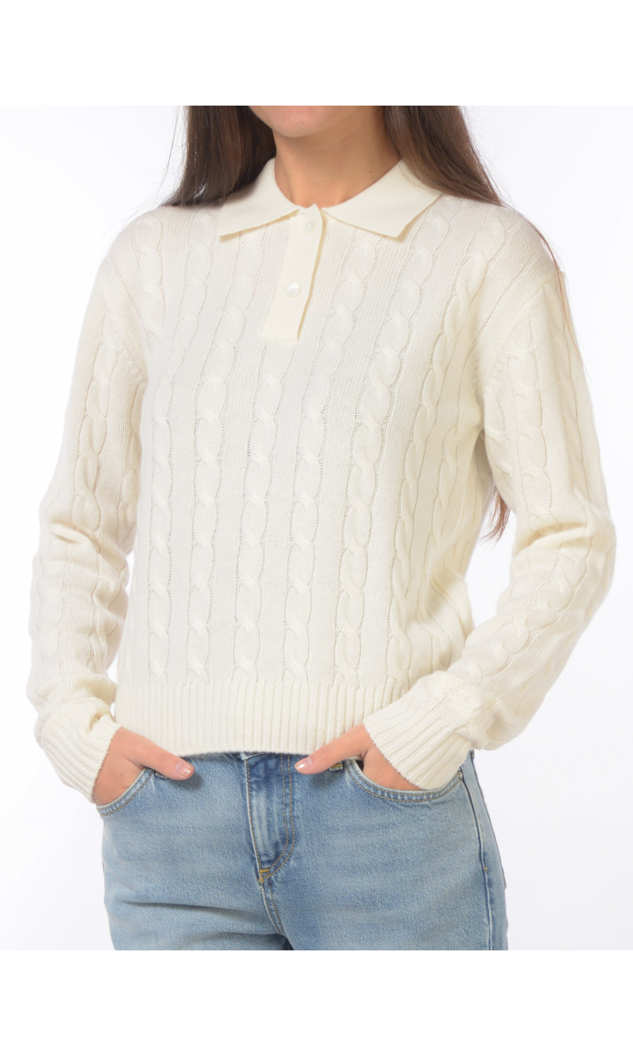 maglia da donna Mc2 Saint Barth a trecce collo polo