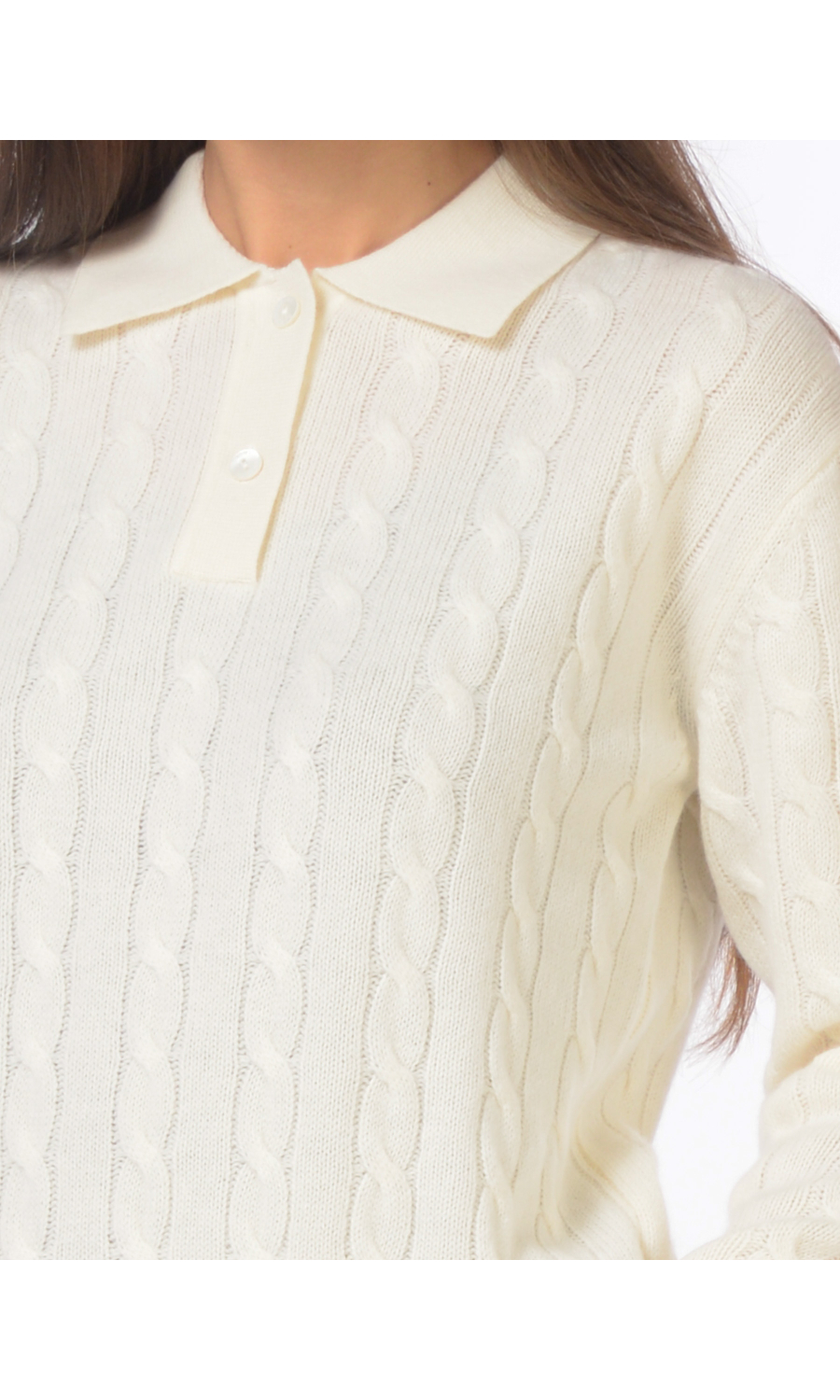 maglia da donna Mc2 Saint Barth a trecce collo polo