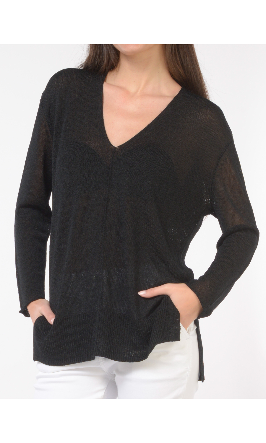 maglia da donna Nenette in viscosa con scollo a V