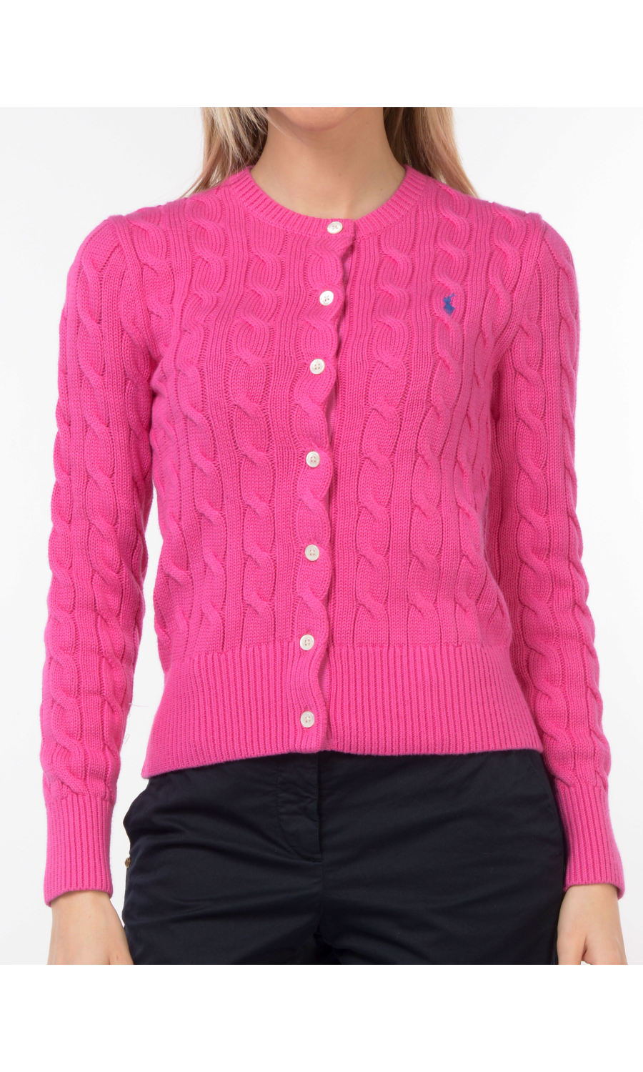 maglia da donna Ralph Lauren aperta con lavorazione a trecce