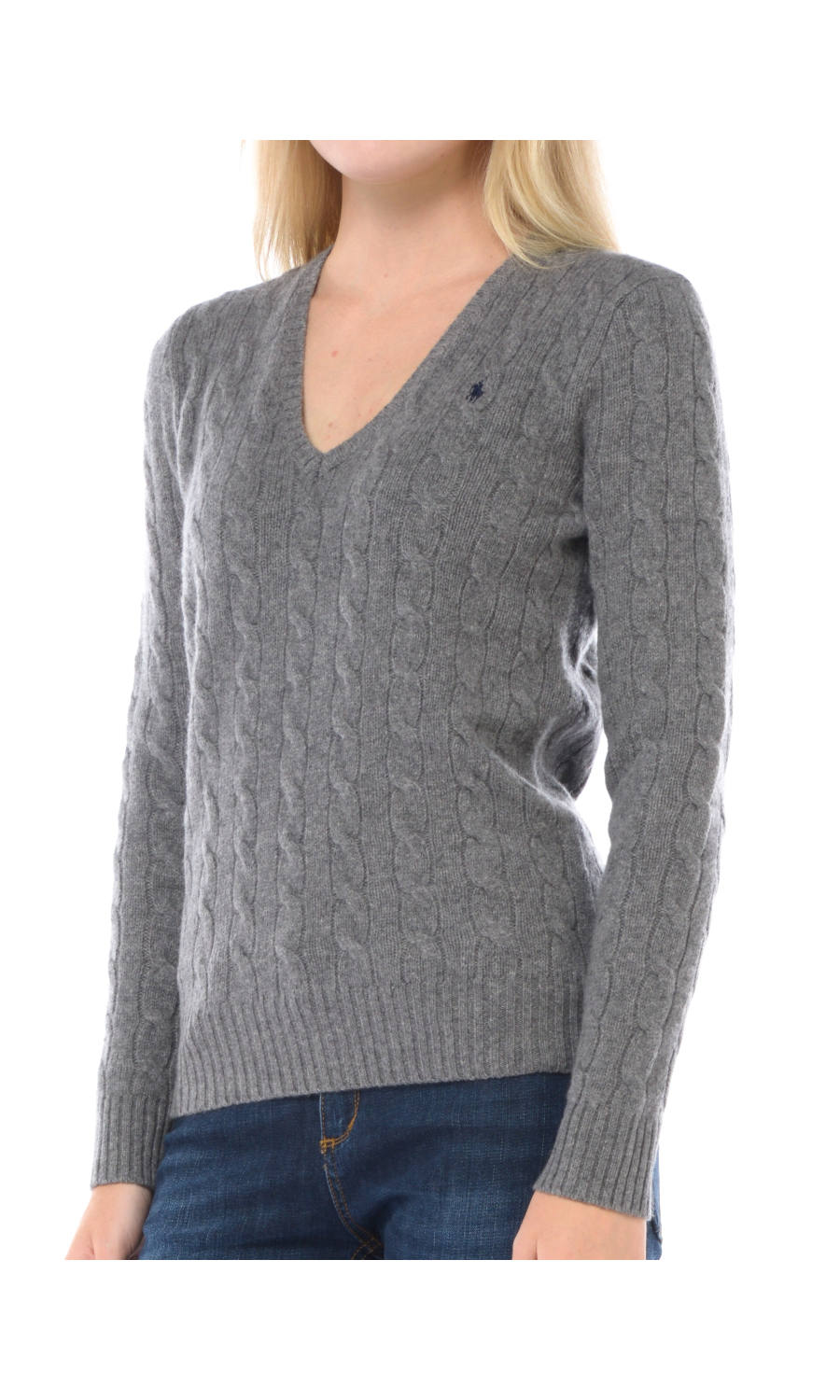 maglia da donna Ralph Lauren scollo a V a trecce