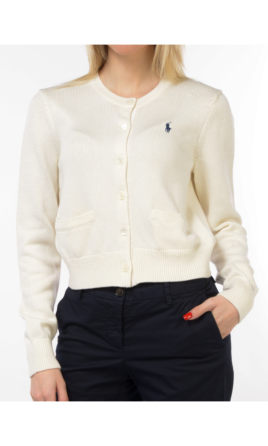 maglia da donna Ralph Lauren aperta con tasche