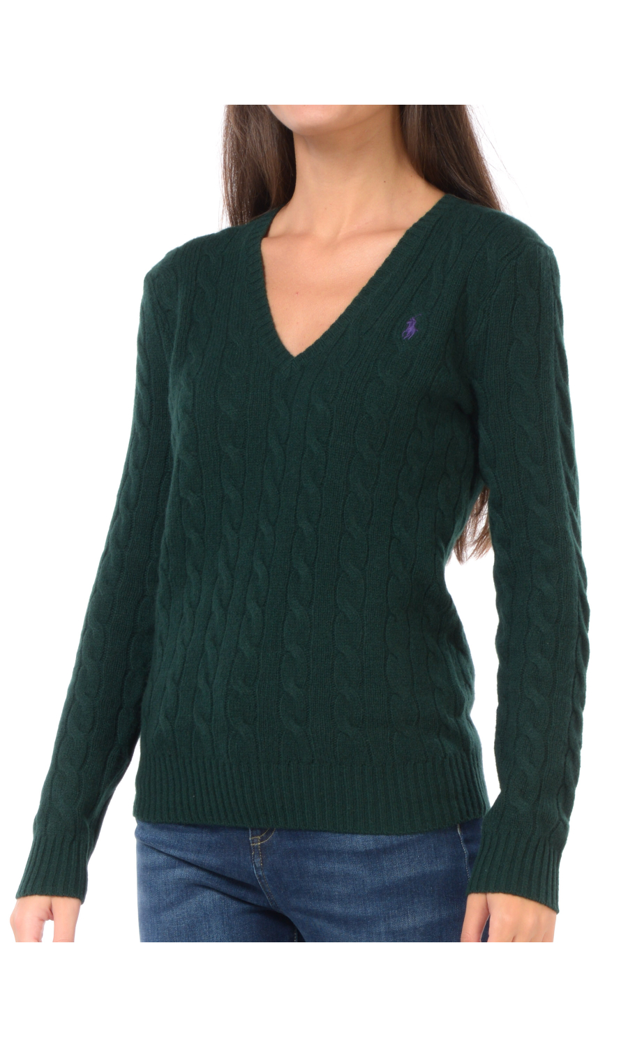 maglia da donna Ralph Lauren con scollo a V in lana e cahemire