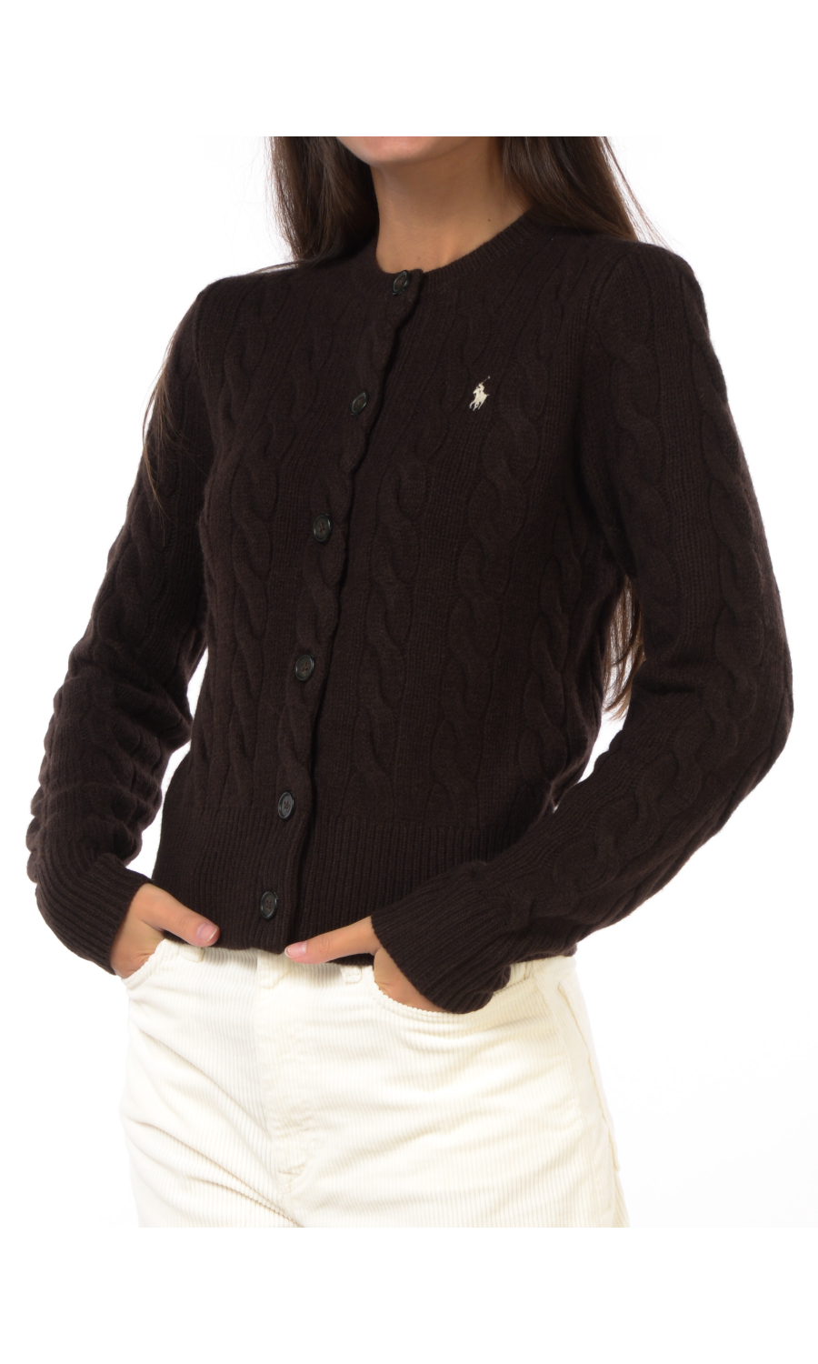 maglia da donna Ralph Lauren aperta in lana e cachemire