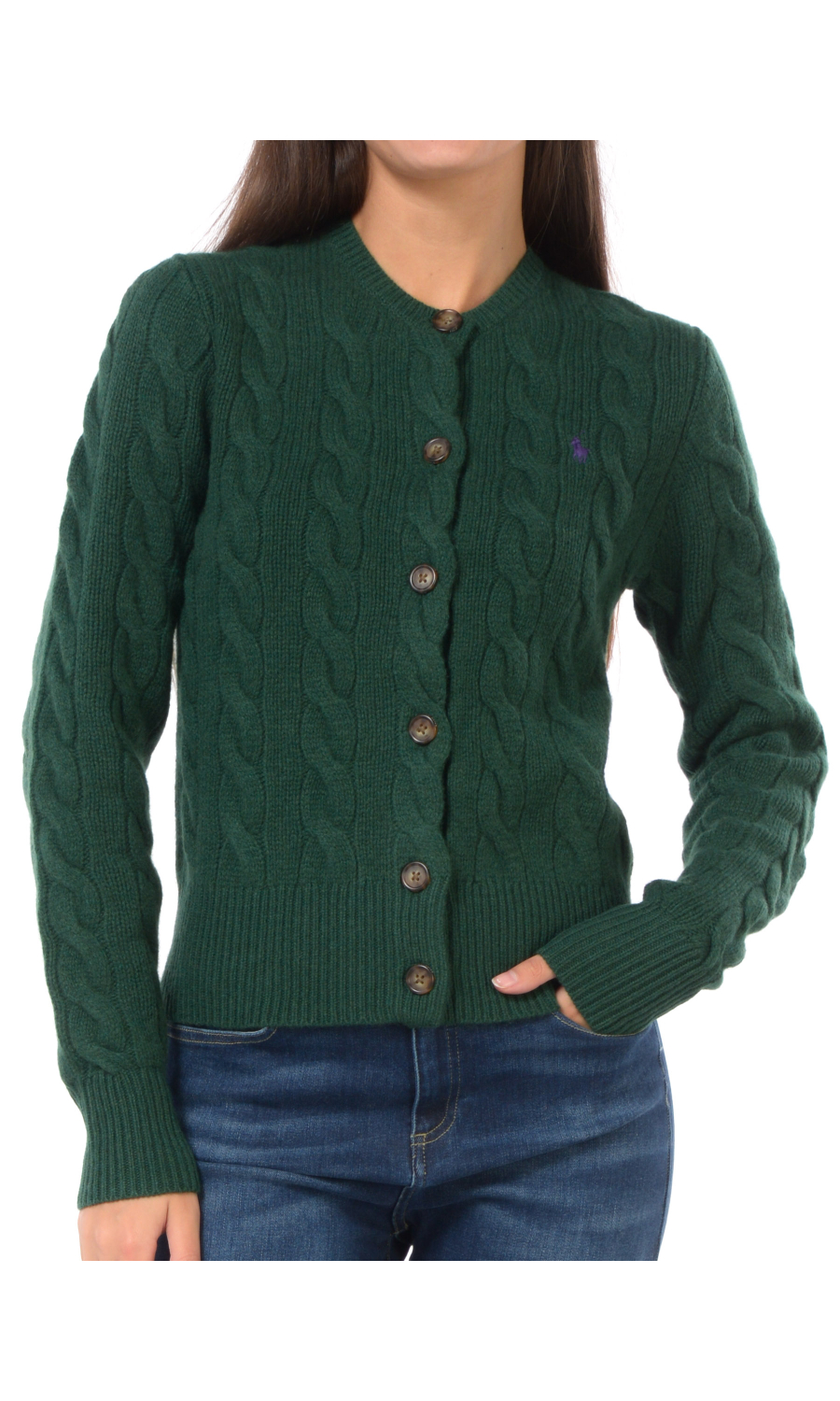 maglia da donna Ralph Lauren aperta in lana e cachemire