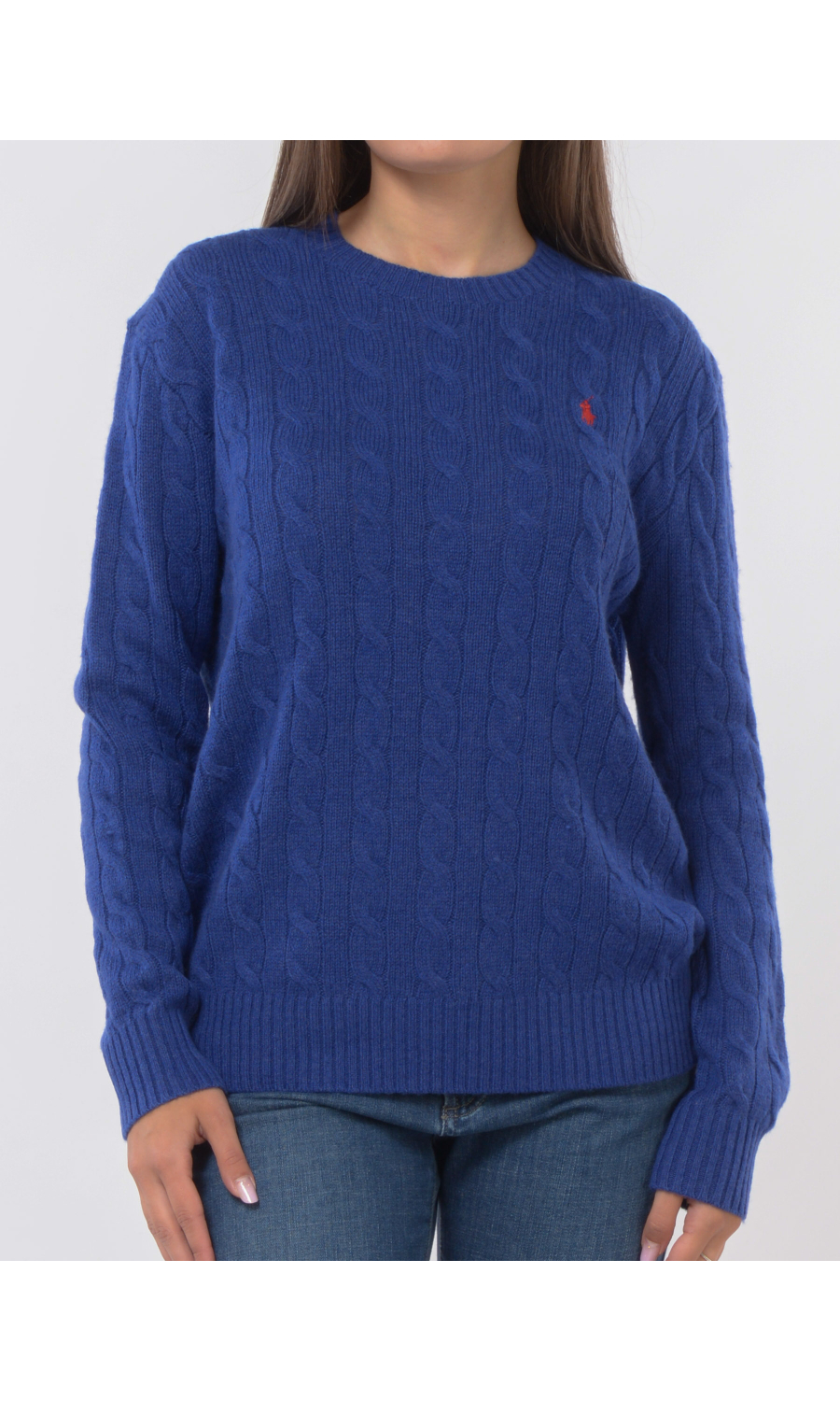 maglia da donna Ralph Lauren in lana e cachemire con lavorazione a trecce