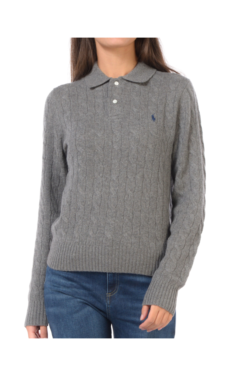 maglia da donna Ralph Lauren a trecce con collo