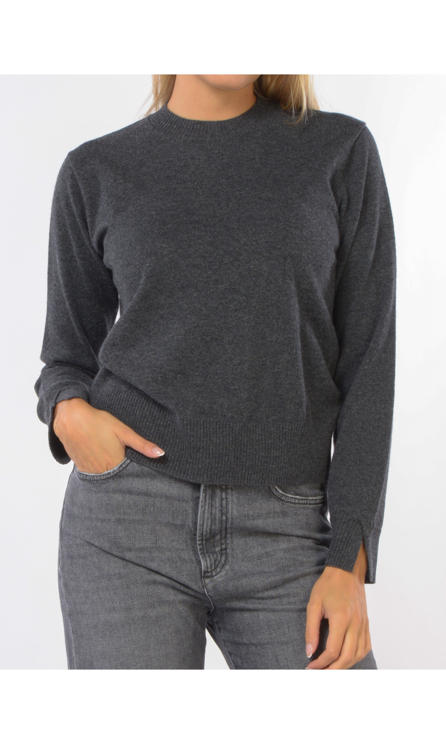 maglia da donna Seventy in lana e cachemire con spacco su fondo manica