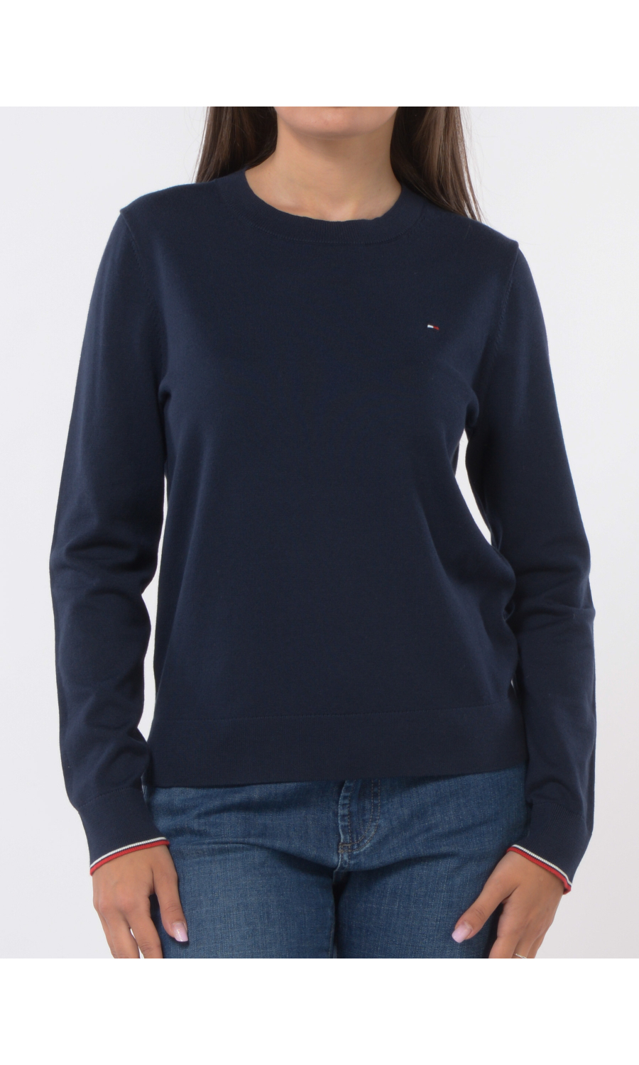 maglia da donna Tommy Hilfiger a girocollo con logo