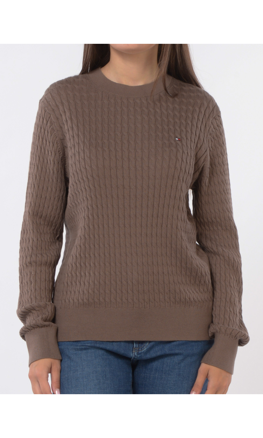 maglia da donna Tommy Hilfiger a trecce con logo