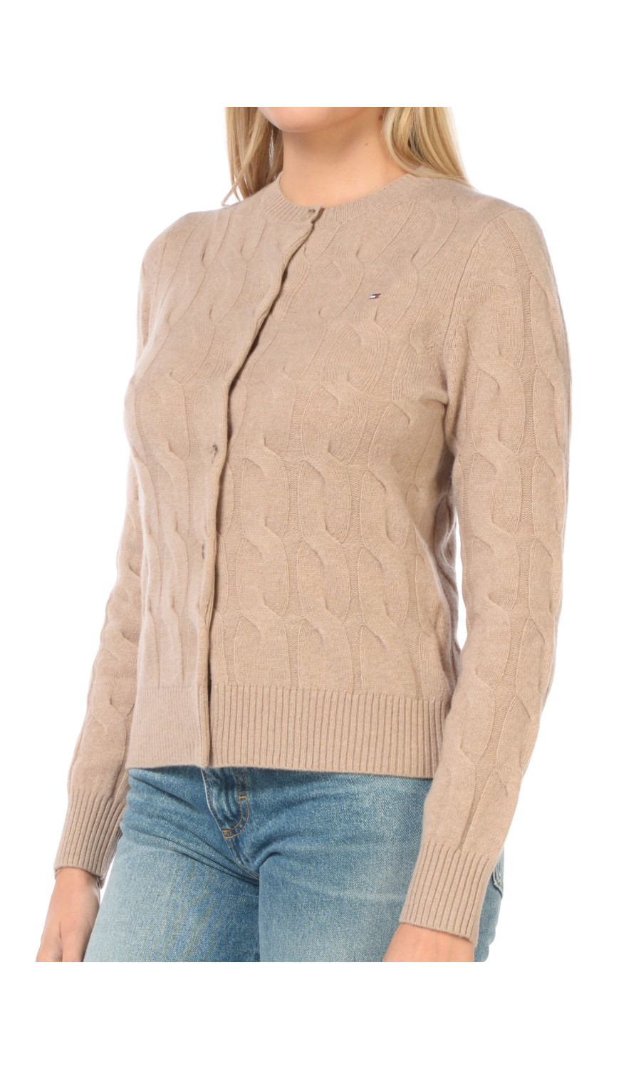 maglia da donna Tommy Hilfiger a trecce con bottoni