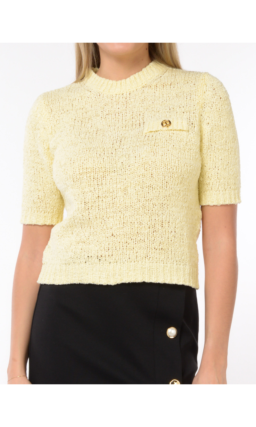 maglia da donna Twinset con lavorazione rasata e finto taschino