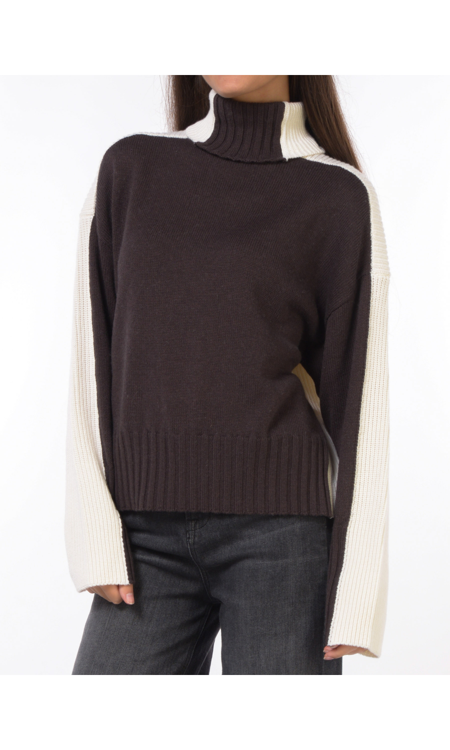 maglia da donna Twinset dolcevita bicolore