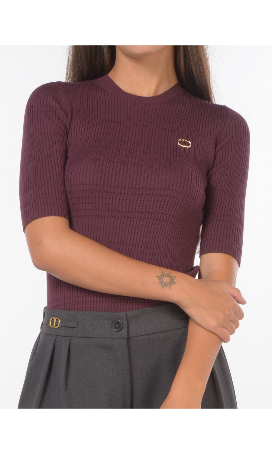 maglia da donna Twinset lavorata con logo