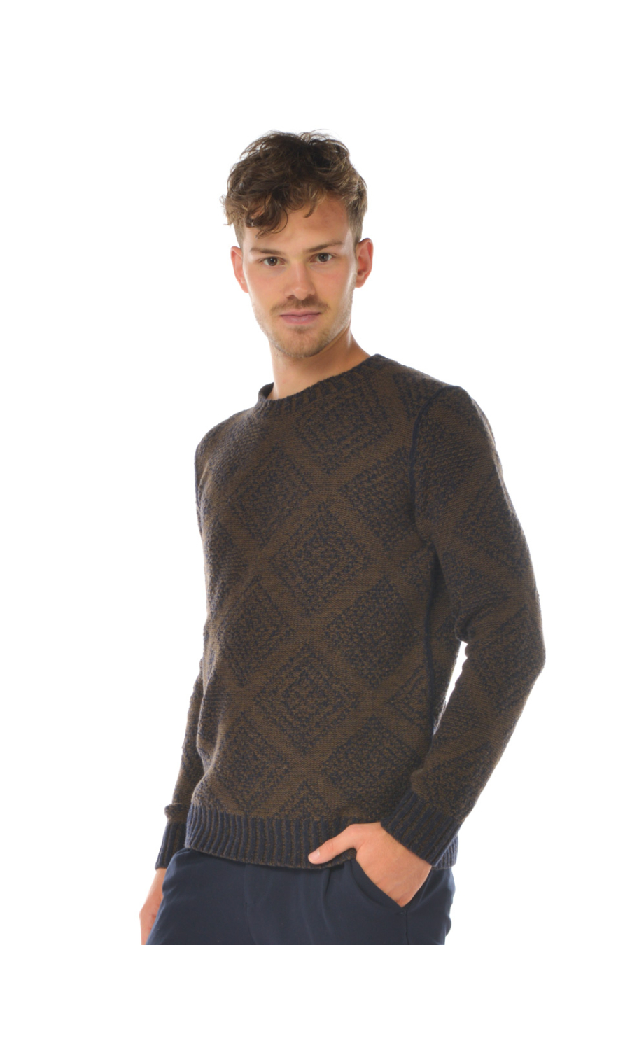 maglia da uomo Qb24 girocollo a quadri