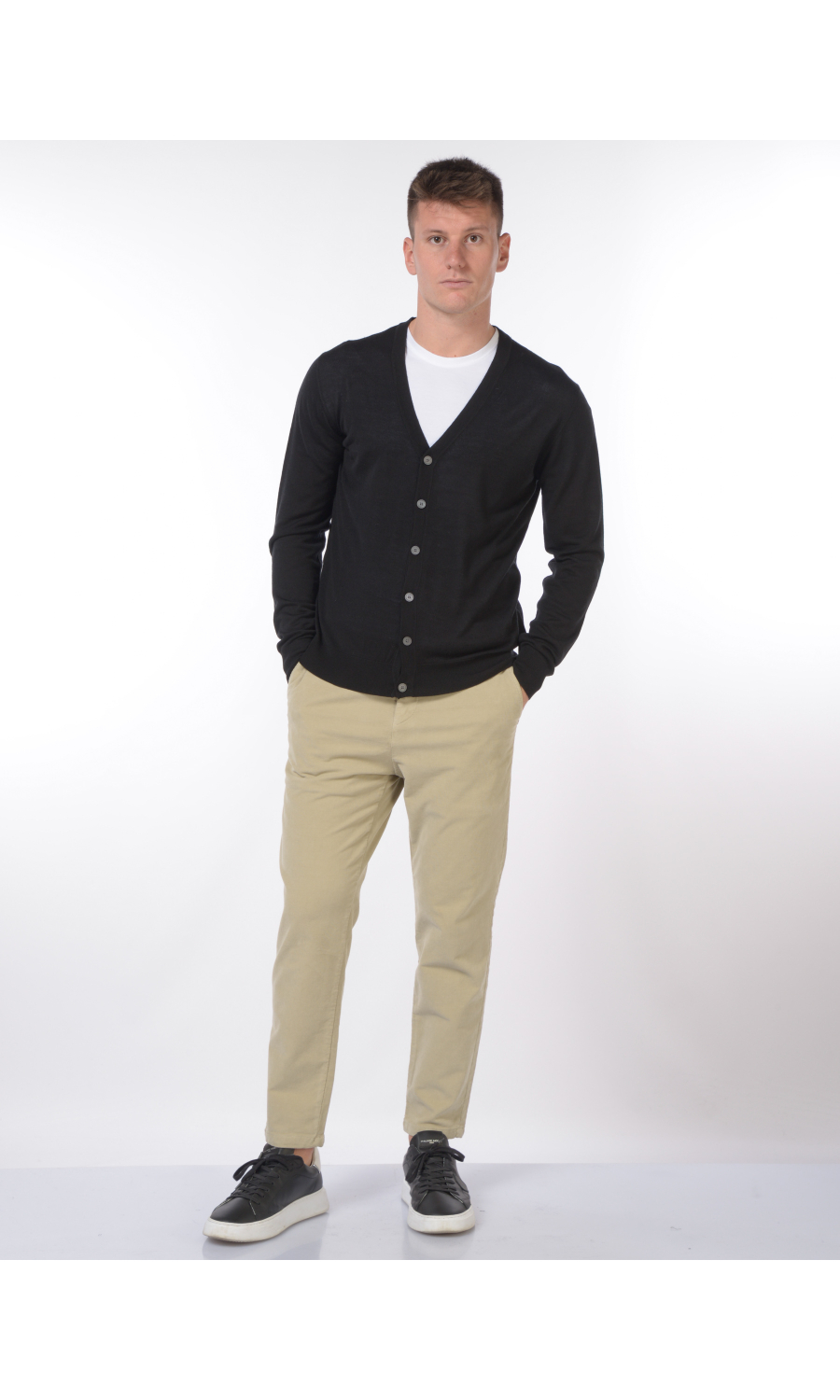 maglia da uomo Hosio in lana pettinata con zip