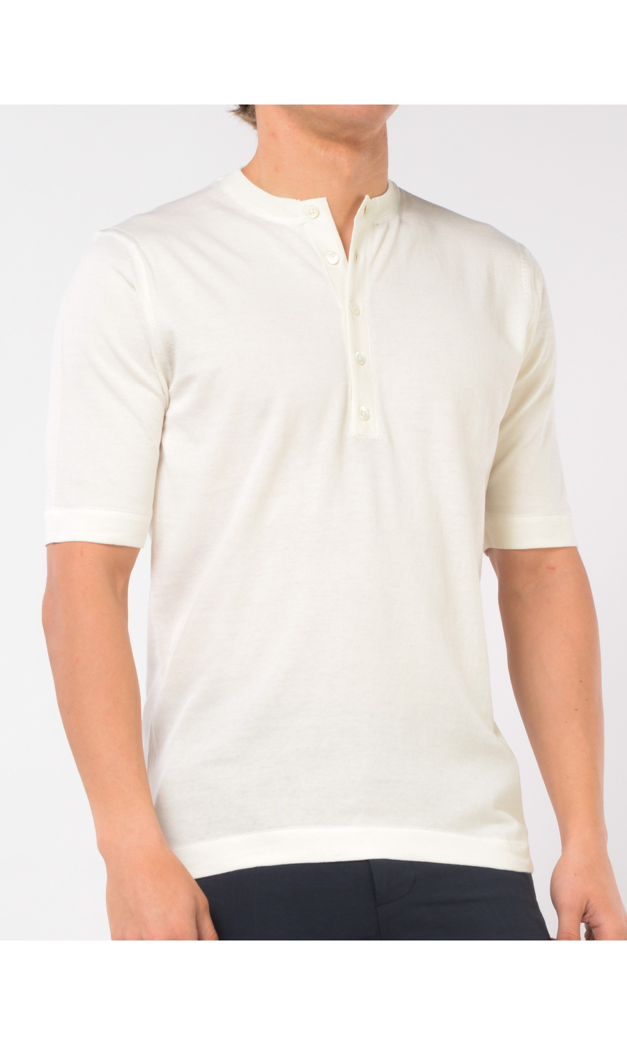 maglia da uomo Hosio in filo di cotone con collo serafino