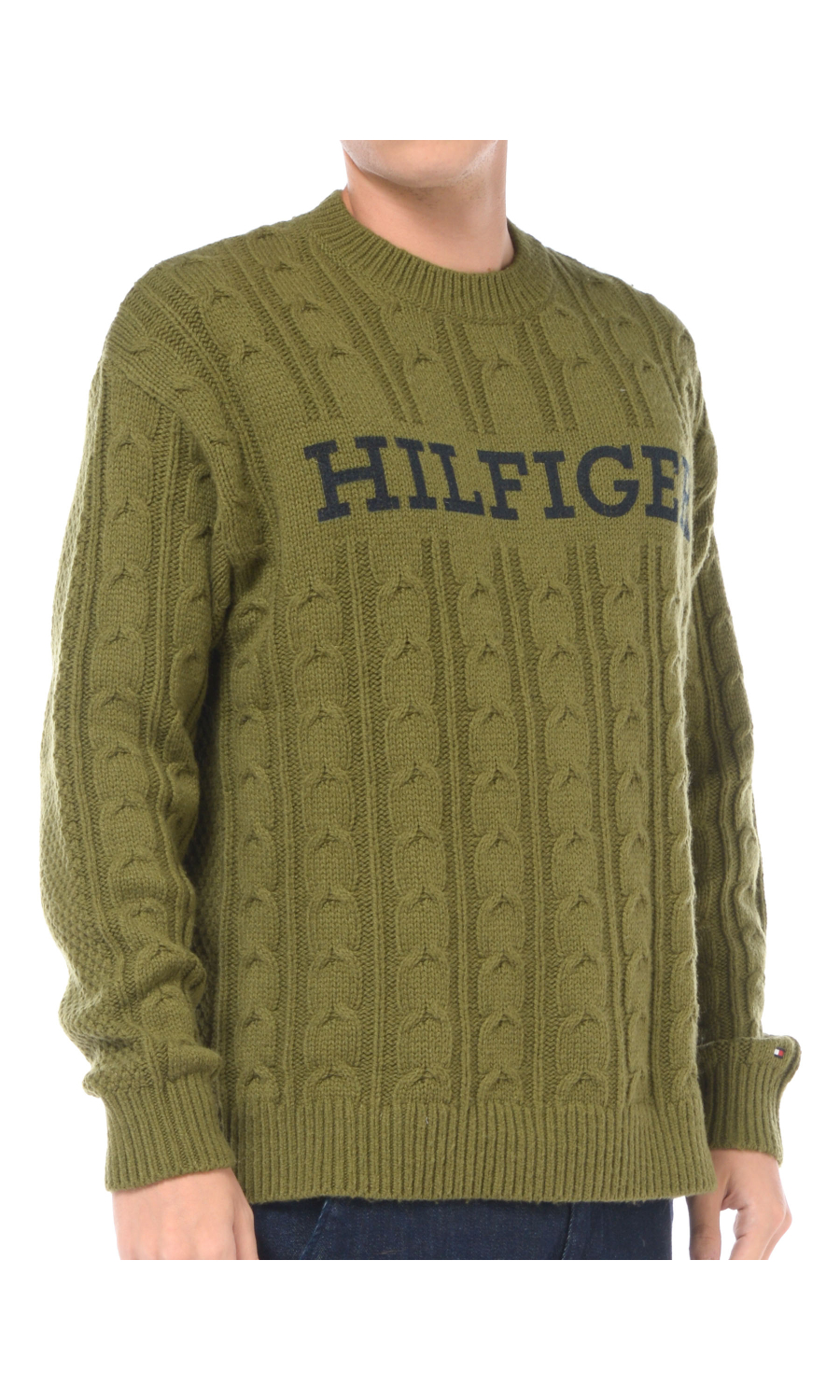 maglia da uomo Tommy Hilfiger con lavorazione e maxilogo