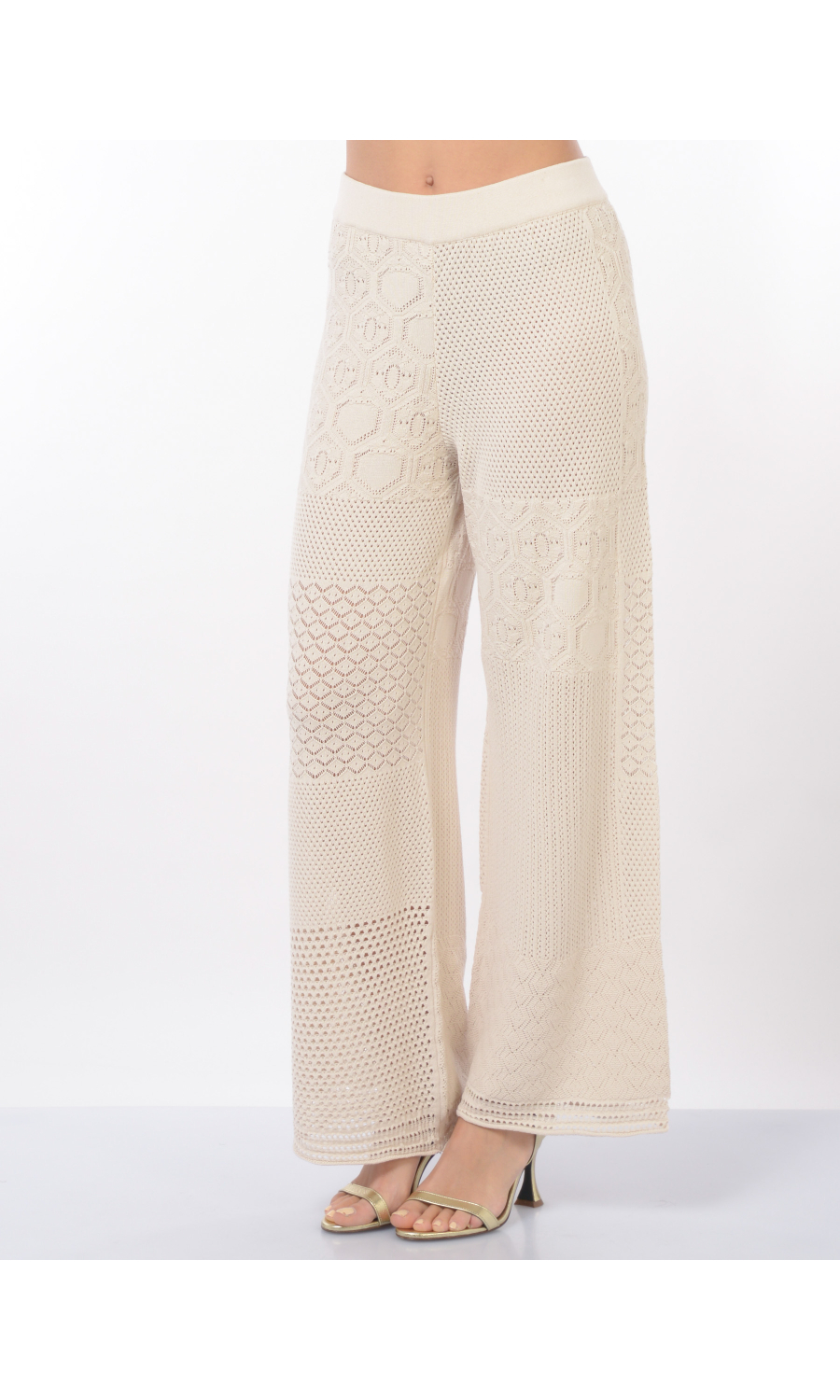 pantalone da donna Akep in maglia con punto pizzo