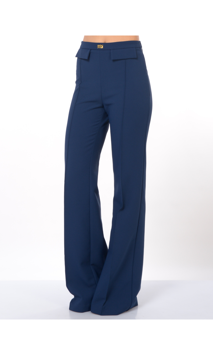 pantalone da donna Elisabetta Franchi ampio Essentials con pattine